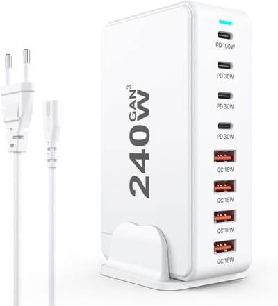 240W 8-poorts USB-C laadstation - PD snellaadtechnologie
