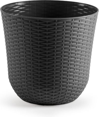 PlasticForte Plantenpot - D32 x H30 cm - grijs - rotan kunststof - bloempot