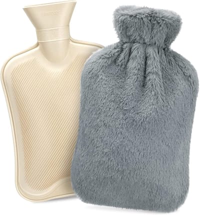 Warmwaterkruik - Warmwaterfles Kruik - Pijnverlichting Bieden - Zachte Fleece Cover - 2L Capaciteit - Donkergrijs