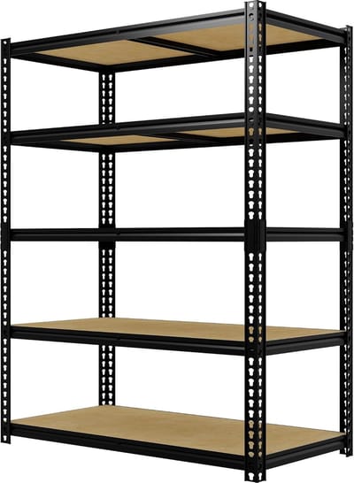 Zwaar belaste opbergrekken - Garagerek met 5 legborden - Verstelbare metalen rekken - 183 × 122 × 61 cm - Zwart