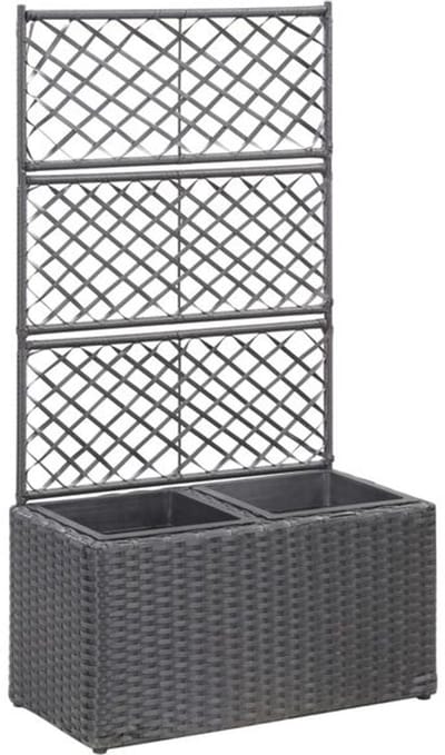 Plantenbak met klimrek - Bloembak - Weerbestendig - Met trellis - Buiten - Hout - Plantenrek - Zwart
