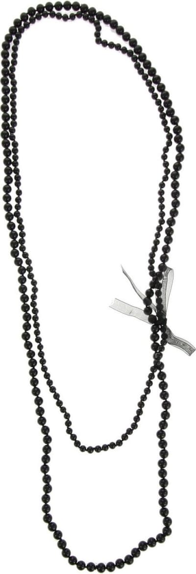 Behave - Lange kralenketting - Zwart met strikje - Klassieke look