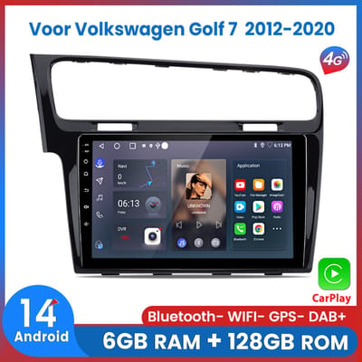 Awesafe Carplay Autoradio Geschikt Voor Volkswagen Golf 7 2012 t/m 2020 - Android 14 - Draadloos Apple Carplay & Android Auto - RAM 6GB + ROM 128GB - 8-Core processor - Bluetooth & Wifi - GPS Navigatie