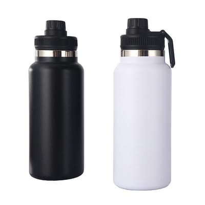 Bouilloire de sport de grande capacité pour l'extérieur, thermos en acier inoxydable, gobelet à boire directement, gobelet à eau pour le fitness 32OZ white
