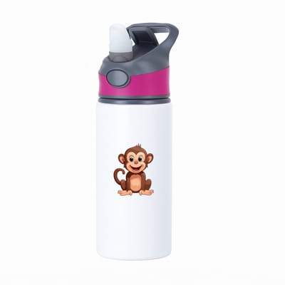 Hacebo® - Apen waterfles met rietje roze - Aap - Dieren liefhebbers - Dierentuin - dieren - water fles - 650ML