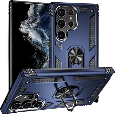 Coverup Hoesje - Geschikt voor Samsung Galaxy S24 Ultra Hoesje - Coverup Ring Kickstand Back Cover - Blauw