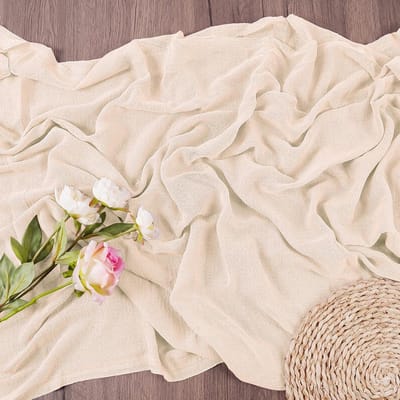 Tafelloper Kaasdoek - Lange Gaas Loper voor Babyborrel, Bruiloft, Vakantie, Feest, Zomer (Beige)