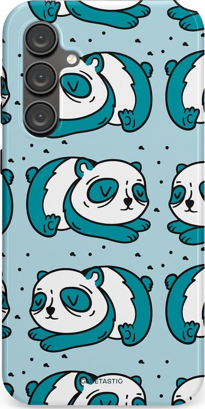 Casetastic hoesje geschikt voor Samsung Galaxy S23 FE - Dubbellaagse bescherming - Panda dromen - Fashion Case - Lichtgrijs Petrol Wit
