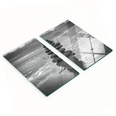 Decoratieve glazen snackplanken met balancerende stenen, 2x30x52 cm