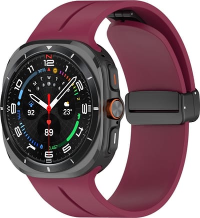 By Qubix - Compatible Samsung bandje - D-buckle sportband - Wijnrood - Geschikt voor Samsung Galaxy Watch Ultra / Ultra 2 - 47mm