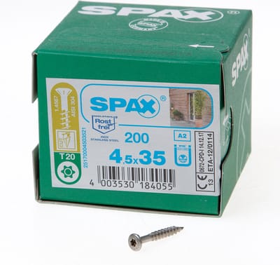 Spax - Gevel en Schuttingschroeven - Torx 20 Lenskop - 4,5 x 35mm Deeldraad - RVS (200 stuks)