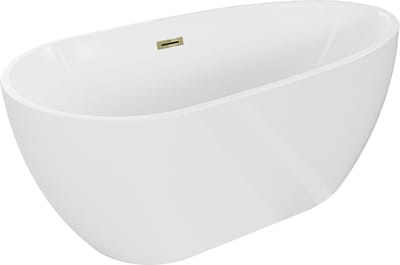 Mexen Eos vrijstaande badkuip 150 x 75 , wit, overloop goud - 52471507500-50