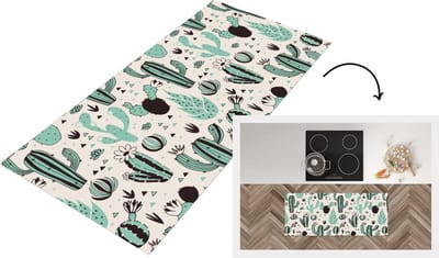 Keukenloper - Loper keuken - Cactus - Patroon - Bloemen - 120x50 cm - Keukenloper vinyl