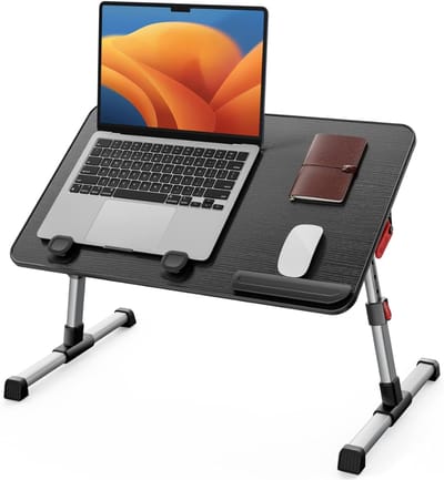 SNJY® Bedtafel - Laptoptafel - Laptop Tafel Bed - 4 Instelbare Hoeken - 33D x 63B x 24H cm - Zwart