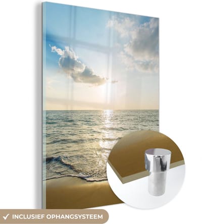 MuchoWow® Glasschilderij 30x40 cm - Schilderij acrylglas - Zee - Zomer - Strand - Foto op glas - Schilderijen