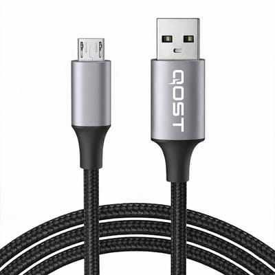Qost - USB-A naar Micro USB Kabel - Spacegrey - 1 Meter - Data & Opladen - Geschikt voor PS4 / Xbox One / Android