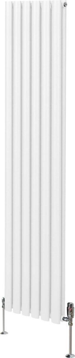 Ovale radiator + trv-chroomkranen - wit - 1800x360 mm - 15jr garantie