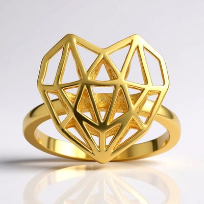 Cavill - Zilveren ring - 925 Sterling zilver verguld - Geometrisch hart filigraan design - Smalle stijlvolle damesring - 24x19 mm
