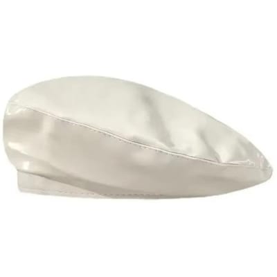 Trendy Veelzijdige Pu Leer Baret Koreaanse Stijl Retro Patent Leer Baret Heldere Effen Kleur Schilders Baret Pet Voor Mannen En Vrouwen white