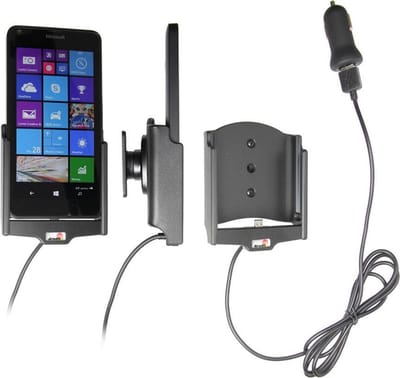 Brodit houder geschikt voor Nokia Lumia 640 Actieve houder met 12V USB plug. Let op: Uitlopend artikel, Kan niet retour!