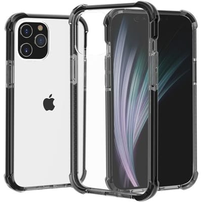 ShieldCase Bumper shock case geschikt voor Apple iPhone 14 Pro hoesje - Doorzichtig hoesje met gekleurde randen - Schokbestendig - Transparant / zwart