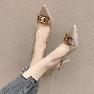Baotou Back Empty Sandalen Dames Nieuwe Koreaanse Versie Stiletto Hoge Hakken Feeërieke Stijl Puntige Enkele Schoenen Dames 39