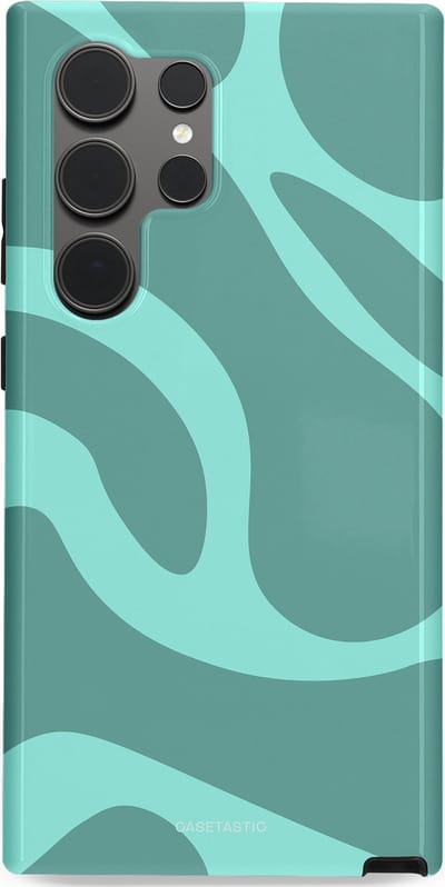 Casetastic Hoesje Geschikt voor Samsung S24 Ultra - Stijlvolle Beschermende Duo-layer Case - Aqua Golven