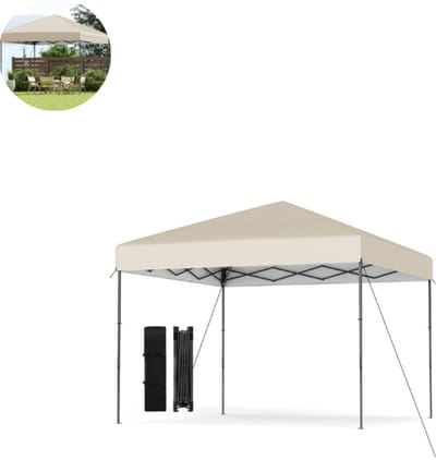 Partytent opvouwbaar - Paviljoen - 3x3 - Easy up - Waterdicht - met Zijwanden - Weerbestendig - Beige