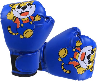 Bokshandschoenen Kinderen - Jeugd Bokshandschoenen - Sport Training - Ademend PU Leer - 4 cm Vulling - Blauw