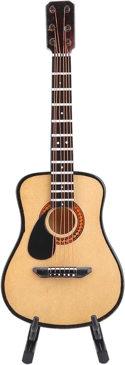 Miniatuur Houten Gitaar Model met Stand en Opbergdoos - Perfect voor Thuis, Kantoor en Cadeaus