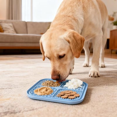 Famanu – Siliconen likmat 19,5 x 19,5 cm - geschikt voor honden en katten - voorzien van zuignappen - duurzaam en zacht materiaal - voorkomt morsen en gemorste traktaties