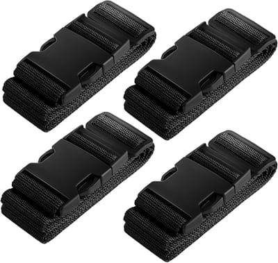 Famanu – Set van 4 kofferriemen incl. 2 naamplaatjes, bagageband bijzonder opvallend, antislip verstelbare kofferbanden, lange bagageriem Luggage Strap riem voor koffers en bagagetassen