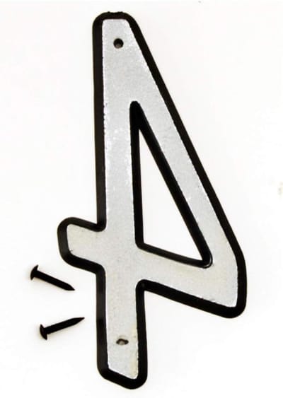 Huisnummer - Adrescijfer - Adresherkenning - Reflecterend kunststof - 4 inch - Wit zilver