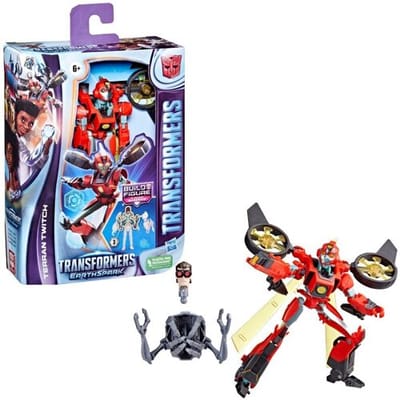 Hasbro Transformers Earthspark Deluxe klasse Terran Twitch actiefiguur - 12,5 cm, rood en goud