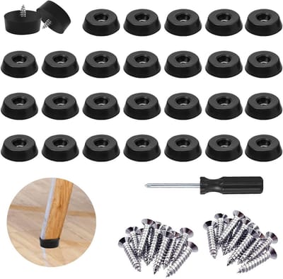 30x Ronde Rubber Stootdoppen met Schroeven voor Onderzetters en Meubels