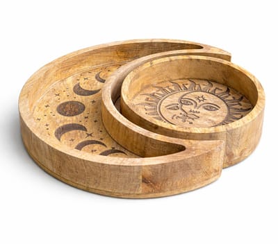 Moon Shaped Round Tray S/2