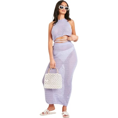 Missy Empire Dames/Dames Gebreide Maxi Rok (Lila)