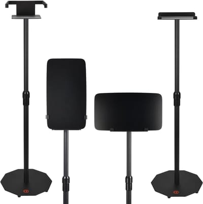 Verstelbare Speaker Stand voor Hifi Speakers, Hoogte 66-102 cm, Stevige Carbon Staal Basis, Geschikt voor Verticale en Horizontale Plaatsing, Maximaal 20 kg, 1 Stuk
