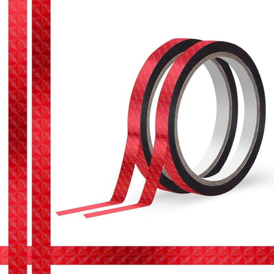 Holografische Grafische Tape - Verwijderbare Metallic Washi Tape, Water- en Scheurbestendig, 1cm x 100m (2 Rollen, Rood) voor Creatieve Projecten en Decoratie