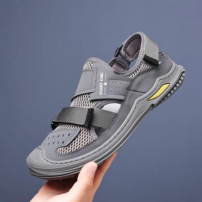 Heren Vliegend Weven Hol Uit Outdoor Casual Baotou Sandalen Ademend Sport Vrije Tijd Buitenschoenen Antislip Massage Strand 44 gray