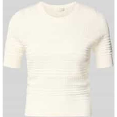 T-shirt in tricotlook met ronde hals