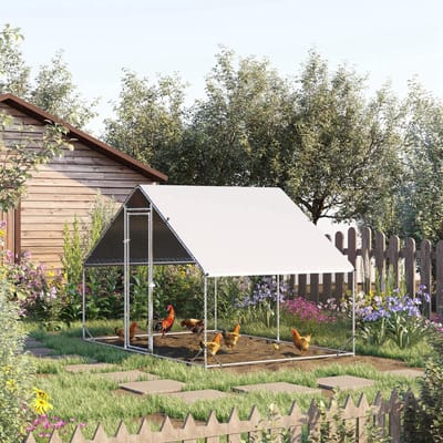 MODFU - Kippenren - Ruim En Weerbestendig - Voor Buiten - Staal - Zilverkleurig - 300 X 200 X 200 Cm