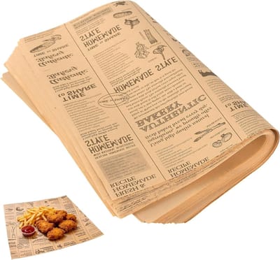200 stuks bruin gecoat boterbroodpapier 38 x 28 cm voor hamburgers, sandwiches en broodjes, ideaal voor bakkerij en keuken