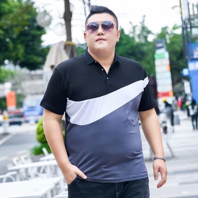 Dikke Mannen Dikke Plus Size Revers Korte Mouw T-shirt Oversized Losse Halve Mouw Body Shirt Tops Kleurblokkering Zomerkleding 5XL