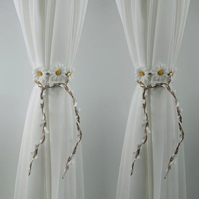 Een Set van 2 Creatieve Plantenranken Kunstbloem Gordijn Haken, Boheemse Stijl Bloemen Decoraties, Verstelbare Transparante Gordijn Bevestigingsclips gray