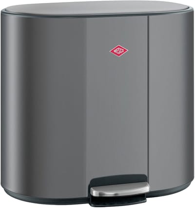 WESCO Multicollector 2 Prullenbak Afvalscheiding (2x25 Liter) | 50 Liter | Metaal - Mat grafiet | Duo Pedaalemmer met Soft Close en Geurfilter