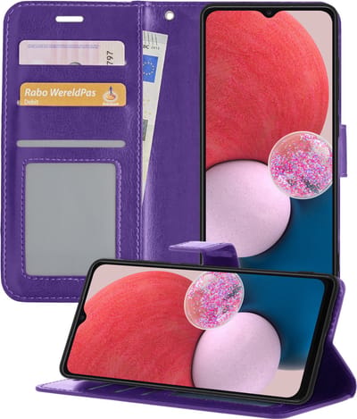 Hoesje - Geschikt voor Samsung Galaxy A13 5G - Luxe Bookcase - Walletcase Hoes - Portemonnee - Cover - Telefoonhoes - Paars