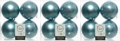 Decoris Kerstballen - 12x st - ijsblauw - D10 cm - kunststof - kerstversiering