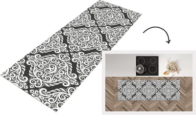 Keukenloper - Loper keuken - Patroon - Abstract - Wit - 150x50 cm - Keukenloper vinyl