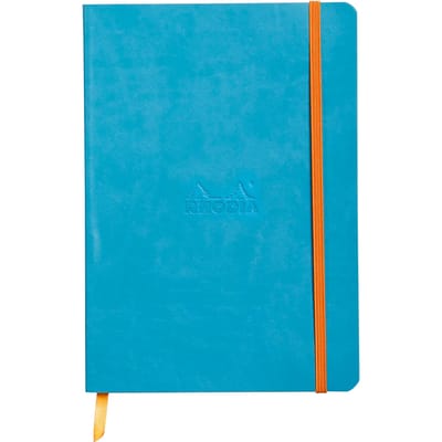 Rhodia Softcover Notitieboek – A5 – 80 Bladen – Gelijnd – Ivoorkleurig Papier 90 g/m² – Met Elastieksluiting - Turkoois